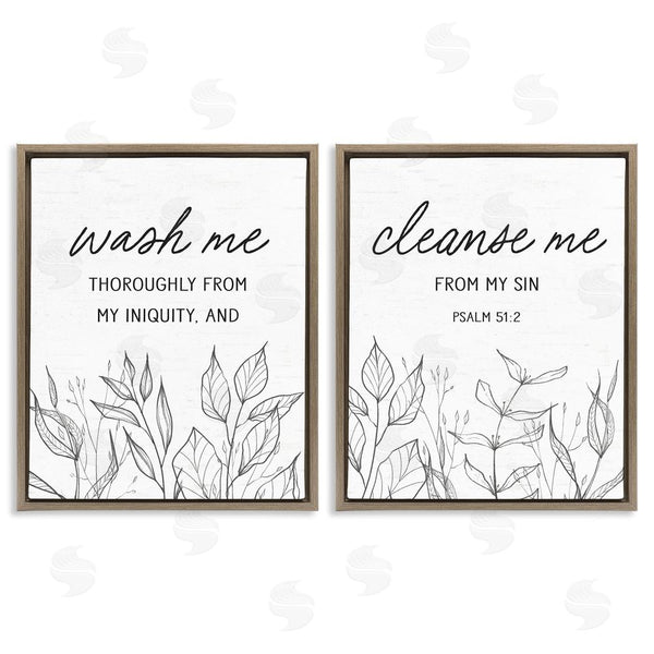 Stupell Industries Lettered And Lined | Wash & Cleanse Me Scripture Wall Art