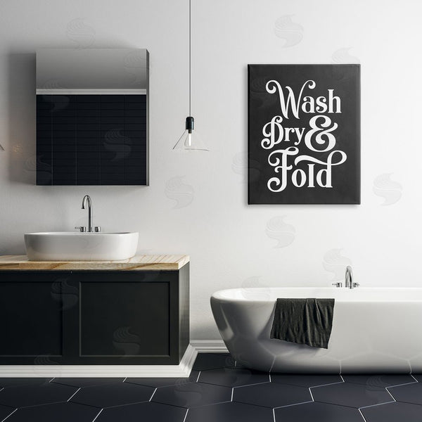 Stupell Industries Lettered And Lined | Wash Dry And Fold Vintage Typography Minimal Laundry Wall Art