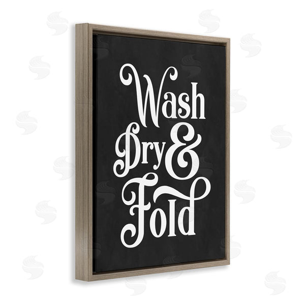 Stupell Industries Lettered And Lined | Wash Dry And Fold Vintage Typography Minimal Laundry Wall Art