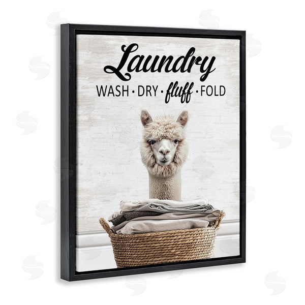 Stupell Industries Lettered And Lined | Wash Dry Fluff Laundry Alpaca