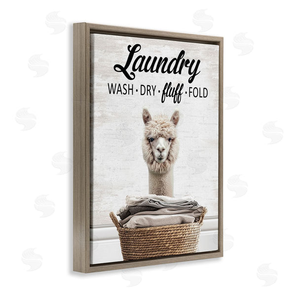 Stupell Industries Lettered And Lined | Wash Dry Fluff Laundry Alpaca
