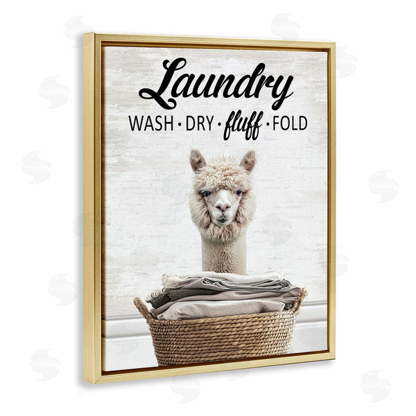 Stupell Industries Lettered And Lined | Wash Dry Fluff Laundry Alpaca