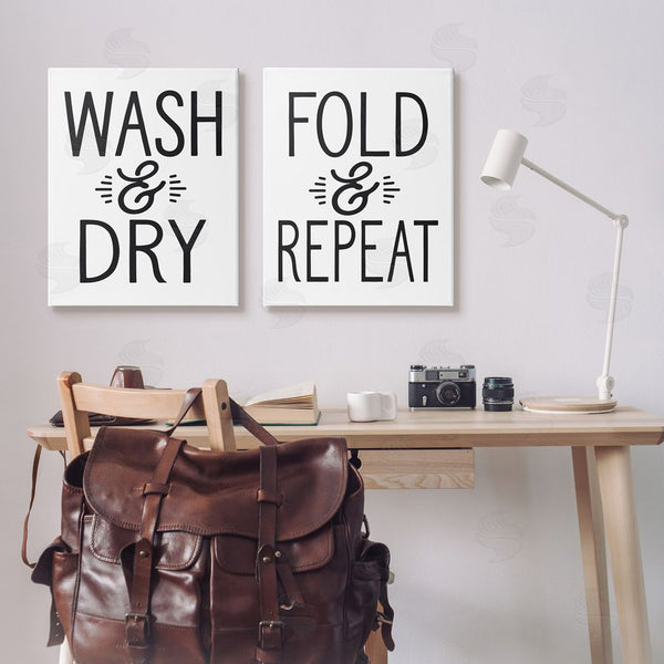 Stupell Industries Lettered And Lined | Wash Dry Fold Repeat Laundry Phrase Wall Art