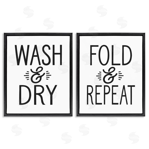 Stupell Industries Lettered And Lined | Wash Dry Fold Repeat Laundry Phrase Wall Art