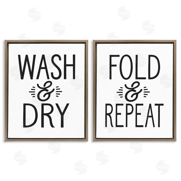 Stupell Industries Lettered And Lined | Wash Dry Fold Repeat Laundry Phrase Wall Art