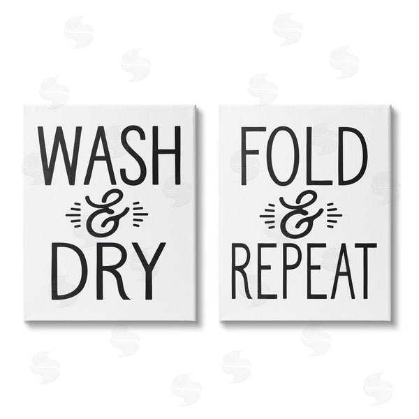 stupell industries Lettered and Lined | Wash Dry Fold Repeat Laundry Phrase Wall Art