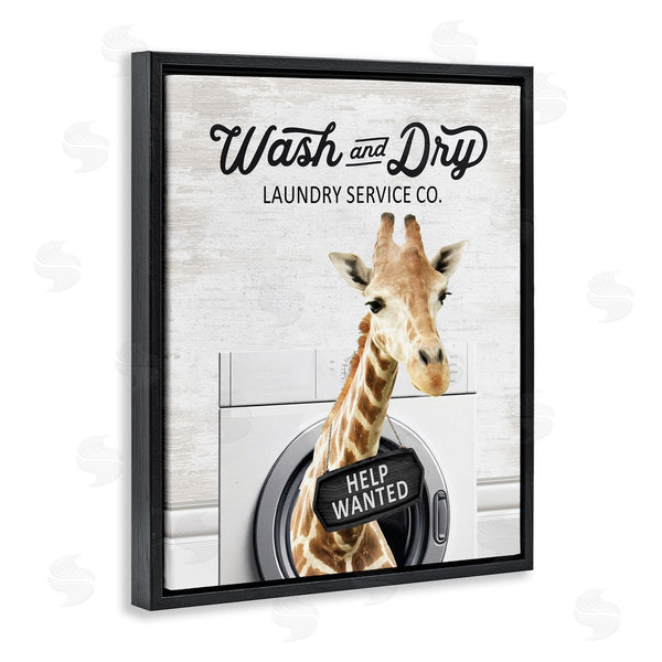 Stupell Industries Lettered And Lined | Wash & Dry Laundry Giraffe