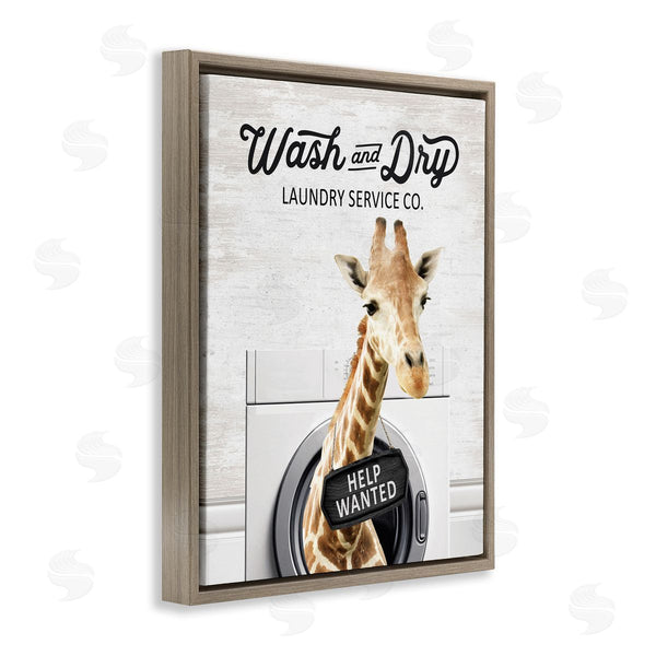 Stupell Industries Lettered And Lined | Wash & Dry Laundry Giraffe