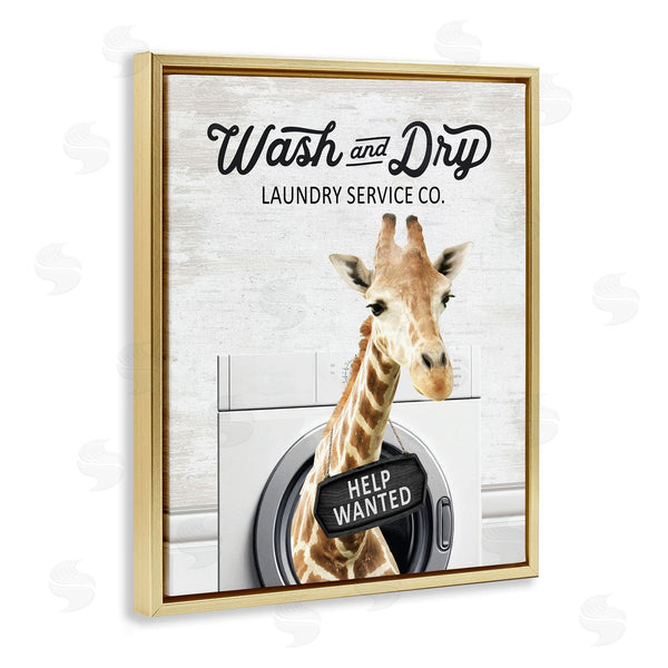 Stupell Industries Lettered And Lined | Wash & Dry Laundry Giraffe