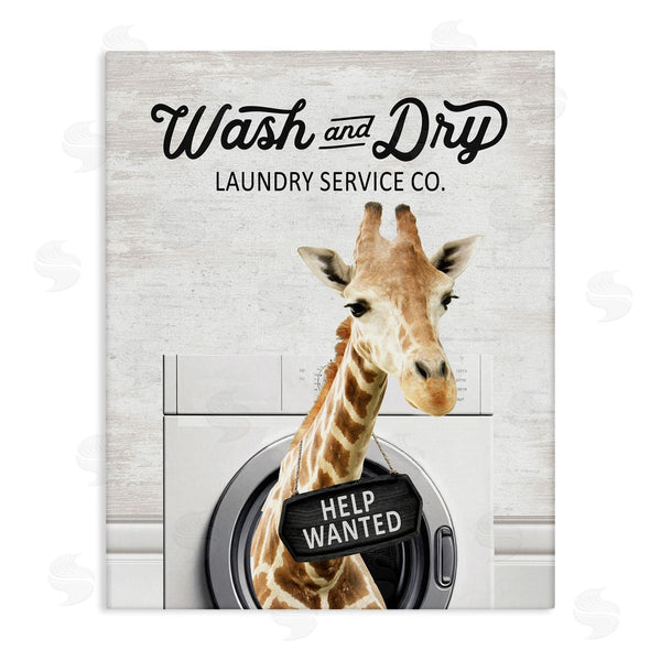stupell industries Lettered and Lined | Wash & Dry Laundry Giraffe