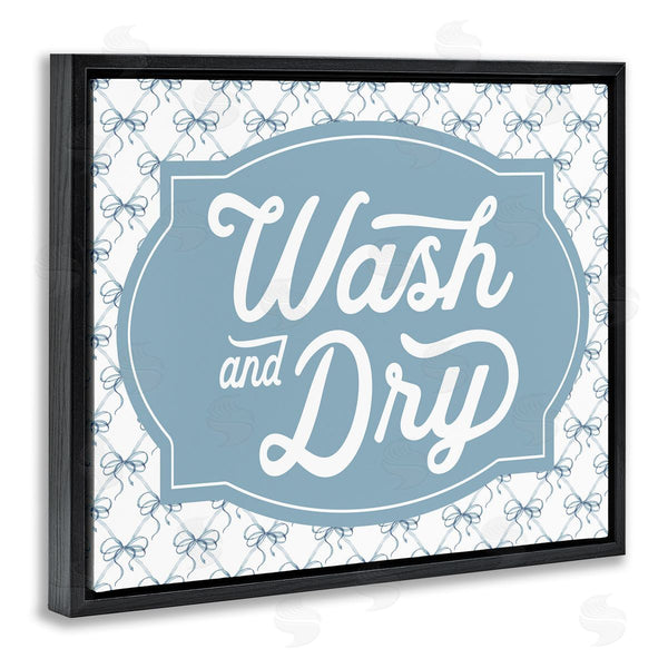 Stupell Industries Lettered And Lined | Wash & Dry With Bow Pattern