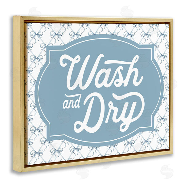 Stupell Industries Lettered And Lined | Wash & Dry With Bow Pattern