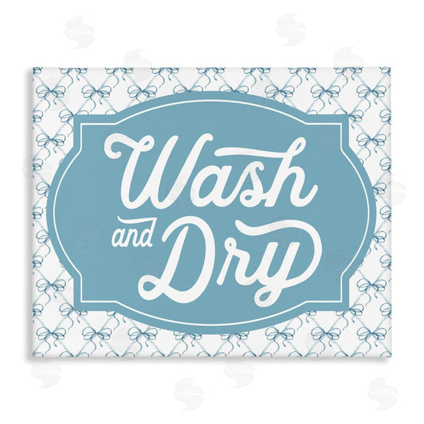 stupell industries Lettered and Lined | Wash & Dry with Bow Pattern