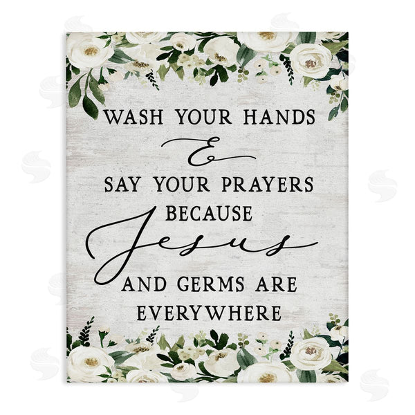 stupell industries Lettered and Lined | Wash Hands Say Prayers Jesus Germs Everywhere Phrase Wall Art