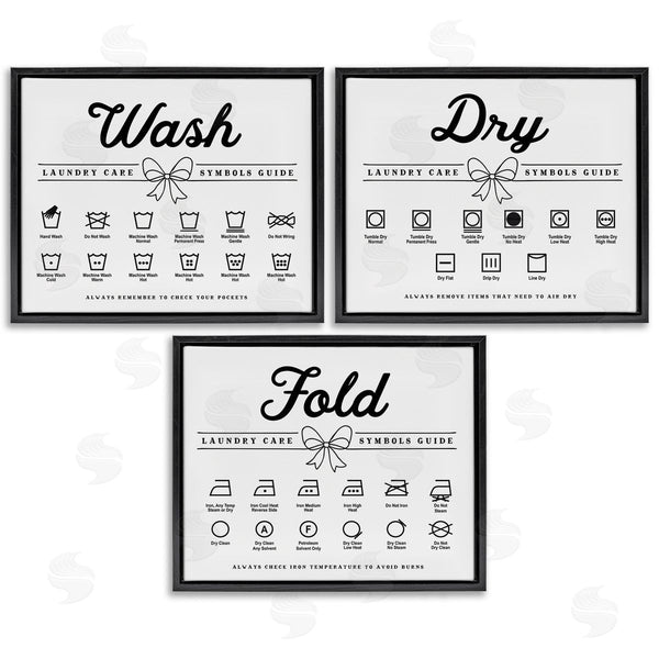 Stupell Industries Lettered And Lined | Wash Laundry Symbols Bow Accent