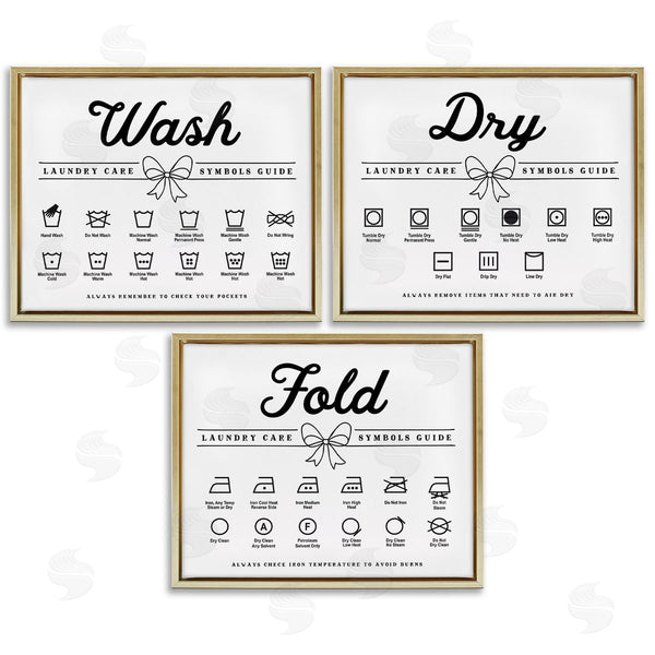 Stupell Industries Lettered And Lined | Wash Laundry Symbols Bow Accent