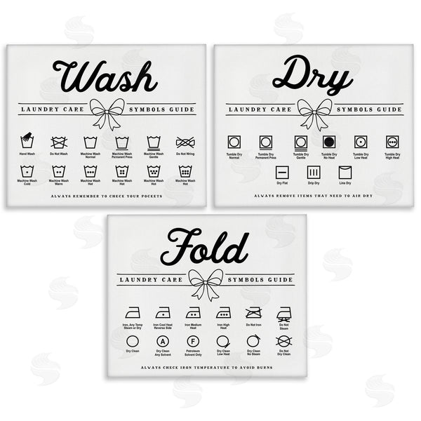 stupell industries Lettered and Lined | Wash Laundry Symbols Bow Accent