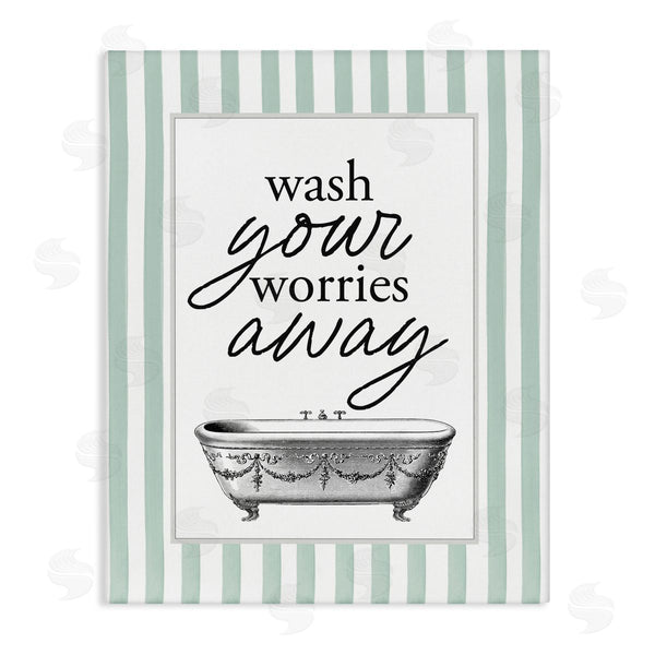 stupell industries Lettered and Lined | Wash Worries Away Green Stripes