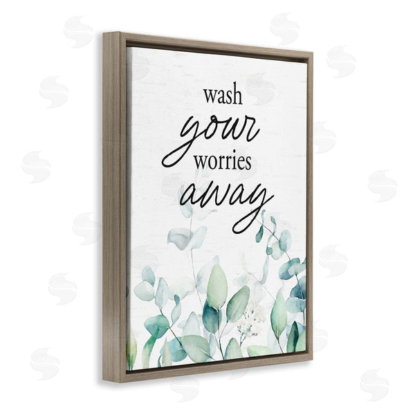 Stupell Industries Lettered And Lined | Wash Worries Away Herb Leaves Wall Art