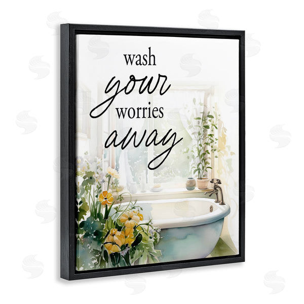 Stupell Industries Lettered And Lined | Wash Worries Away Sunlit Bath Wall Art