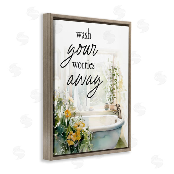 Stupell Industries Lettered And Lined | Wash Worries Away Sunlit Bath Wall Art