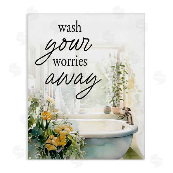 stupell industries Lettered and Lined | Wash Worries Away Sunlit Bath Wall Art