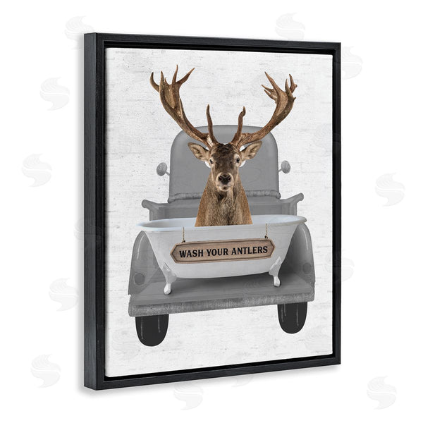 Stupell Industries Lettered And Lined | Wash Your Antlers Deer Wall Art