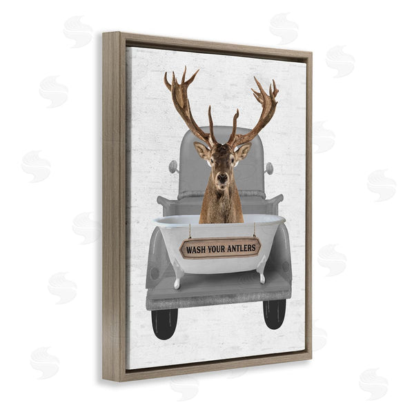 Stupell Industries Lettered And Lined | Wash Your Antlers Deer Wall Art
