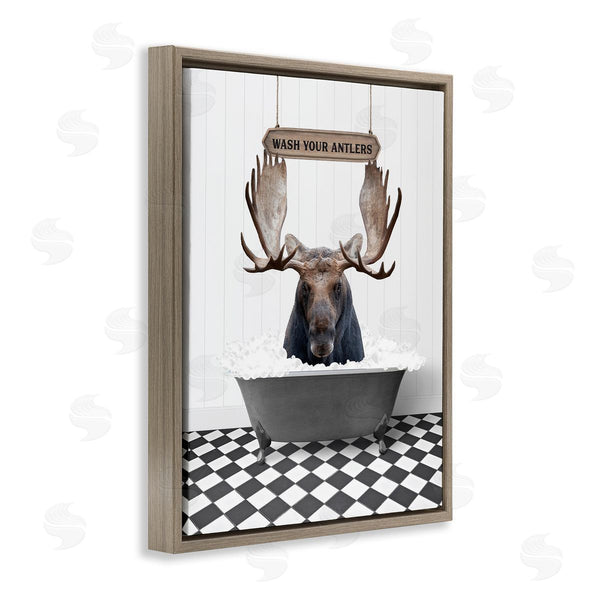 Stupell Industries Lettered And Lined | Wash Your Antlers Moose Wall Art