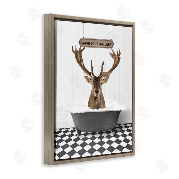 Stupell Industries Lettered And Lined | Wash Your Antlers Phrase Wall Art