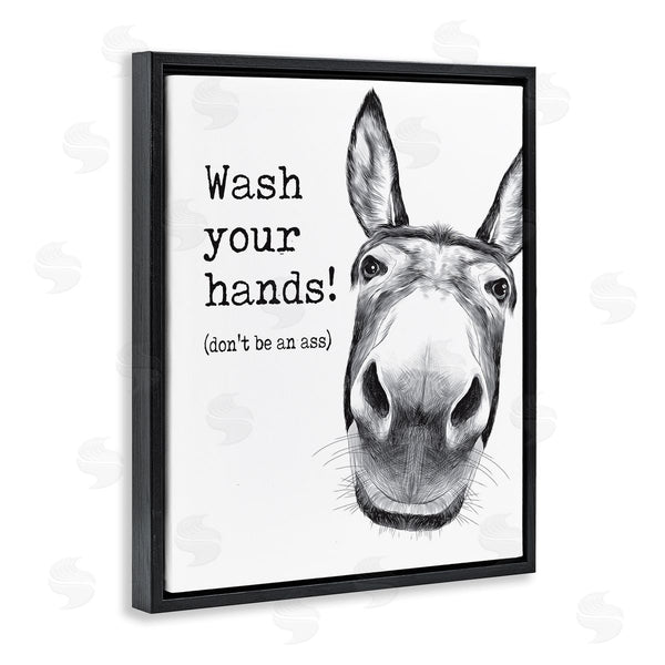Stupell Industries Lettered And Lined | Wash Your Hands Donkey Quote