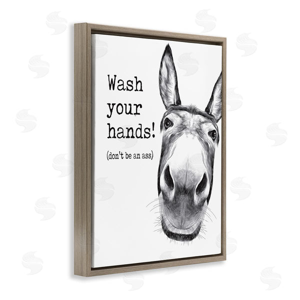 Stupell Industries Lettered And Lined | Wash Your Hands Donkey Quote
