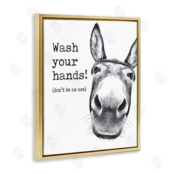 Stupell Industries Lettered And Lined | Wash Your Hands Donkey Quote