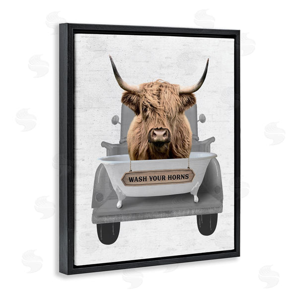 Stupell Industries Lettered And Lined | Wash Your Horns Cattle Wall Art