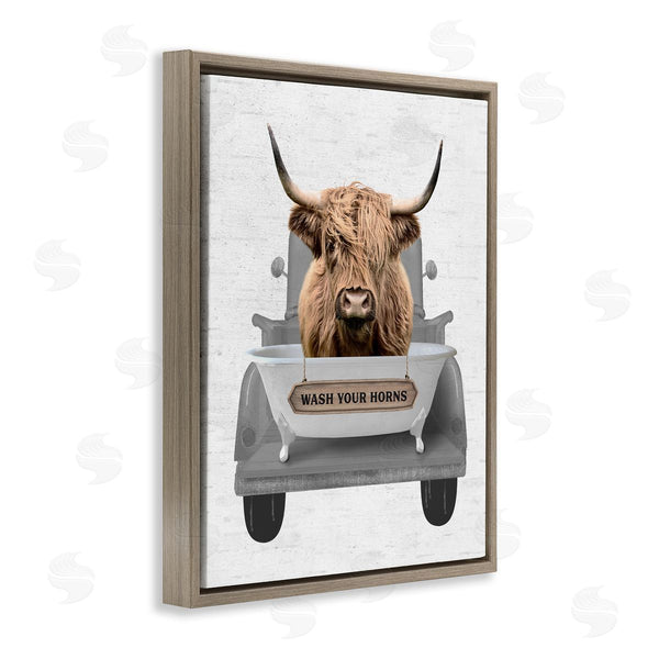 Stupell Industries Lettered And Lined | Wash Your Horns Cattle Wall Art