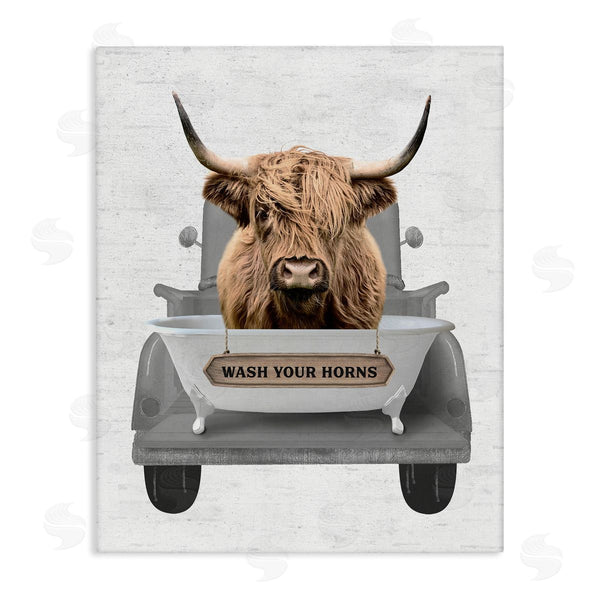 stupell industries Lettered and Lined | Wash Your Horns Cattle Wall Art