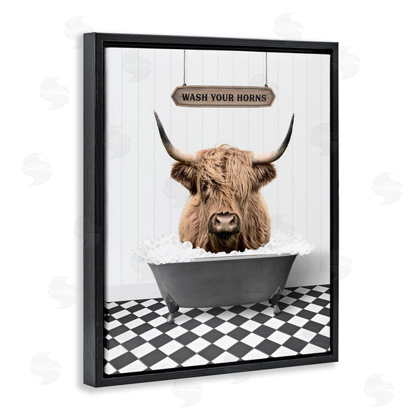Stupell Industries Lettered And Lined | Wash Your Horns Phrase Wall Art