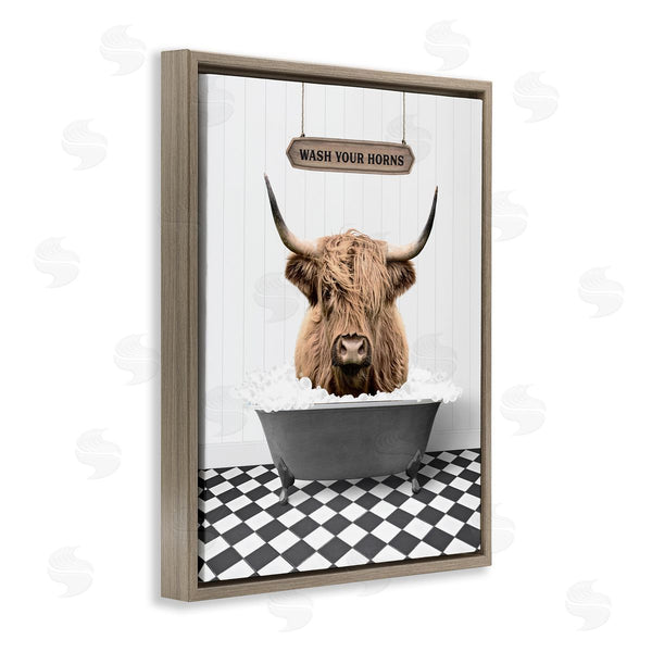 Stupell Industries Lettered And Lined | Wash Your Horns Phrase Wall Art