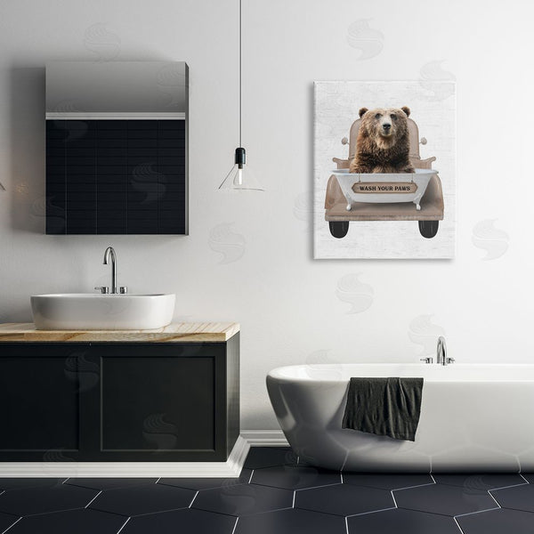 Stupell Industries Lettered And Lined | Wash Your Paws Bear Wall Art