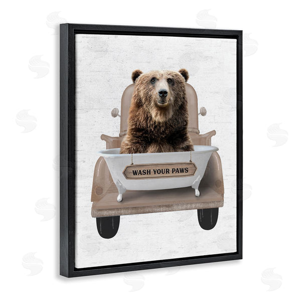 Stupell Industries Lettered And Lined | Wash Your Paws Bear Wall Art
