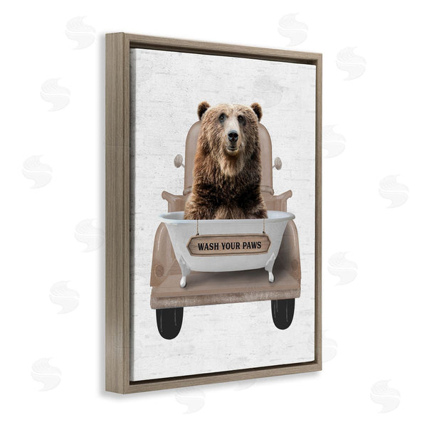Stupell Industries Lettered And Lined | Wash Your Paws Bear Wall Art