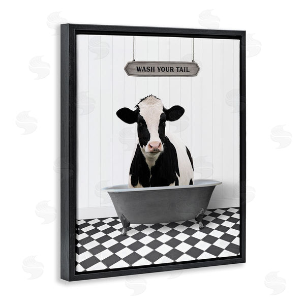 Stupell Industries Lettered And Lined | Wash Your Tail Bathroom Wall Art