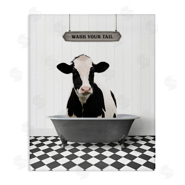 stupell industries Lettered and Lined | Wash Your Tail Bathroom Wall Art