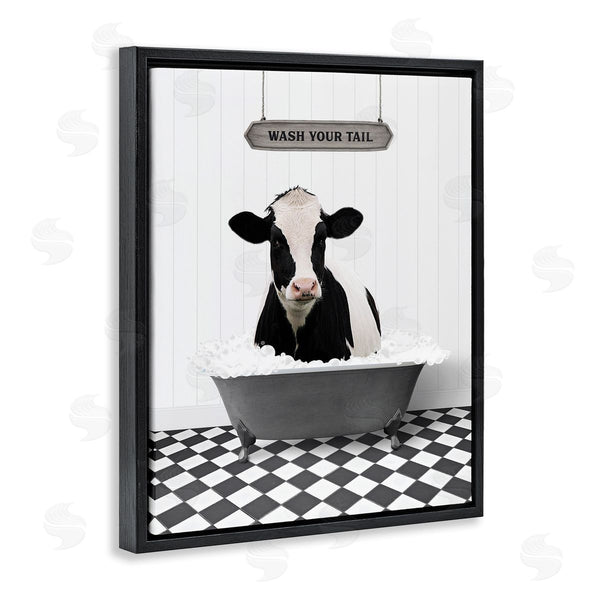 Stupell Industries Lettered And Lined | Wash Your Tail Cow Wall Art