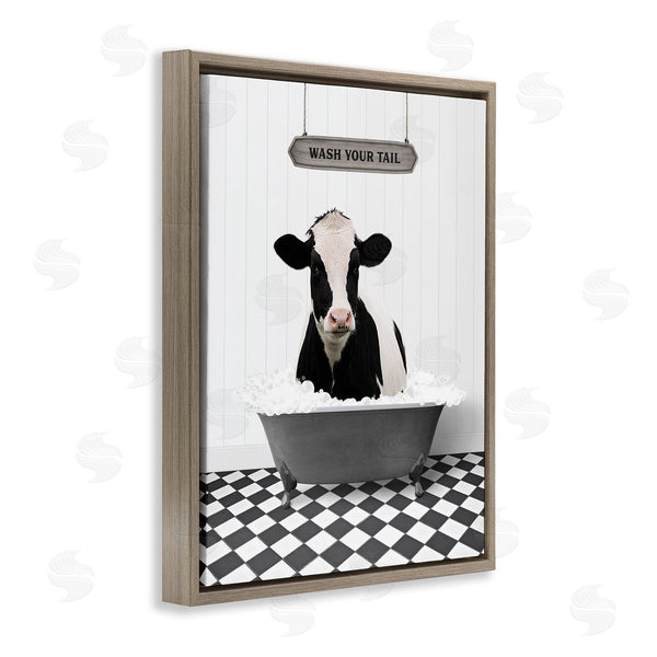 Stupell Industries Lettered And Lined | Wash Your Tail Cow Wall Art