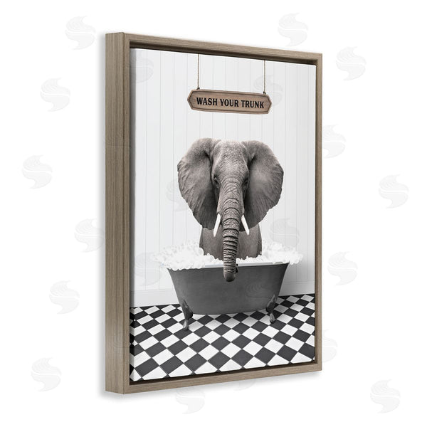 Stupell Industries Lettered And Lined | Wash Your Trunk Bathroom Wall Art