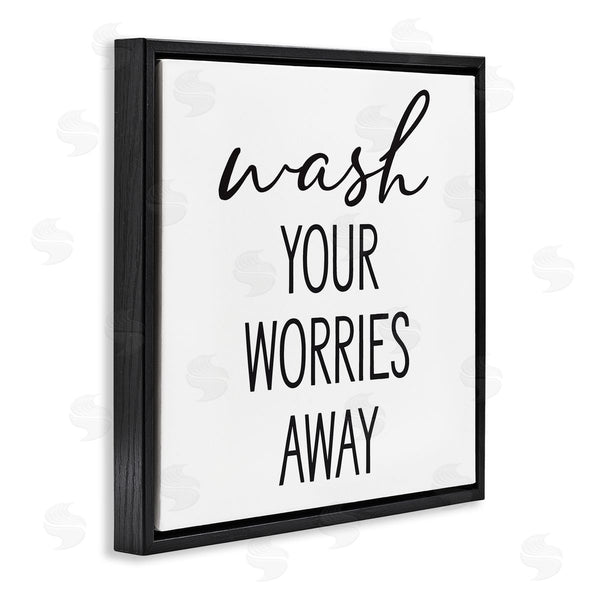 Stupell Industries Lettered And Lined | Wash Your Worries Away Casual Bathroom Typography Wall Art