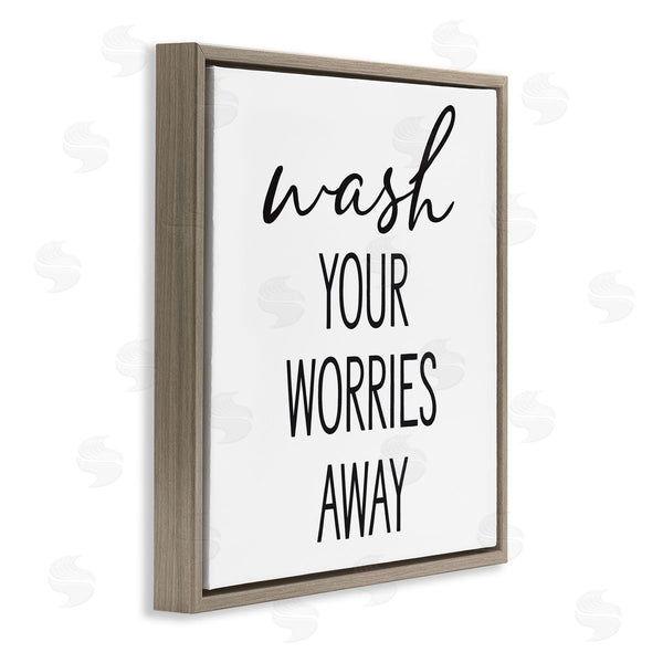 Stupell Industries Lettered And Lined | Wash Your Worries Away Casual Bathroom Typography Wall Art