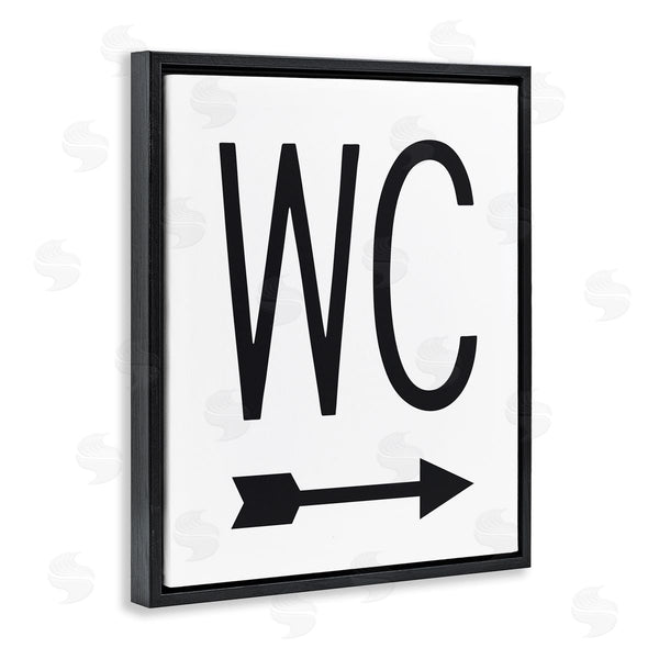 Stupell Industries Lettered And Lined | WC Arrow Pointing Right Minimal Bathroom Typography Wall Art