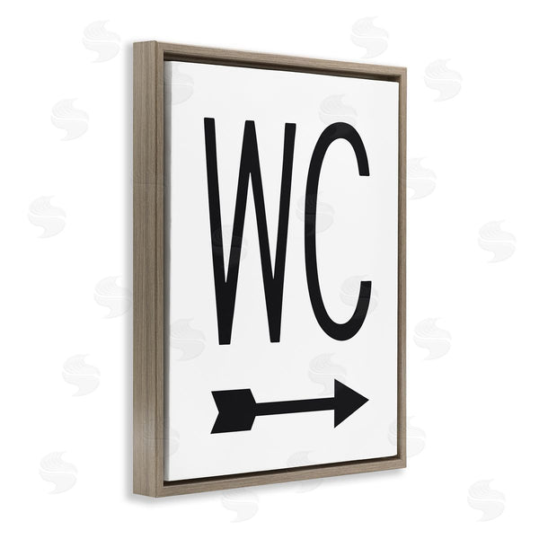 Stupell Industries Lettered And Lined | WC Arrow Pointing Right Minimal Bathroom Typography Wall Art